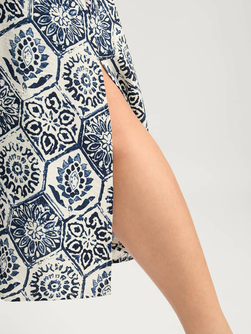 Surplice Neck Split Side Pockets Midi Dress