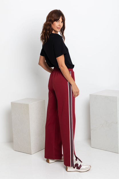 Jagger Wide-Leg Stripe Pant - Burgundy
