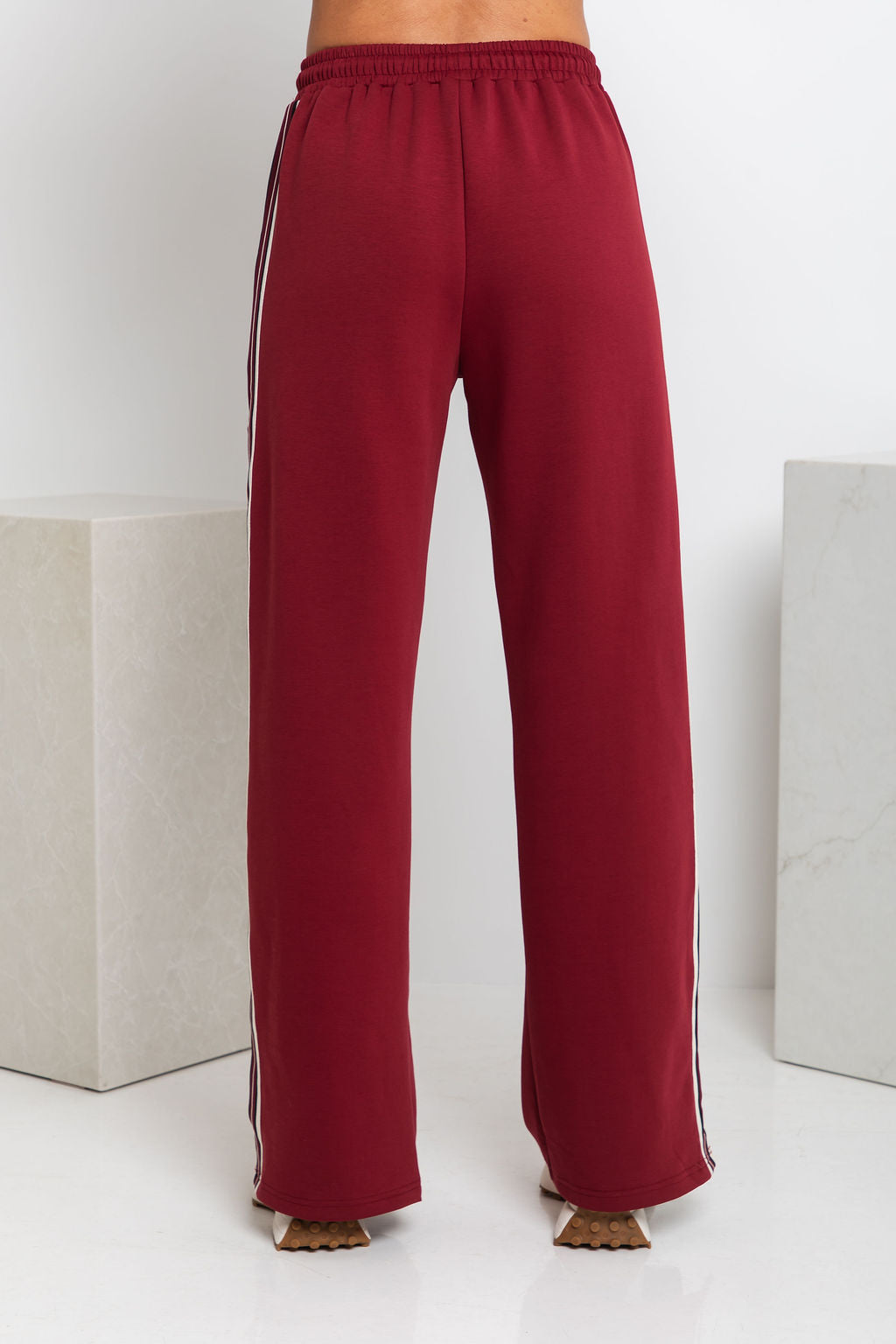 Jagger Wide-Leg Stripe Pant - Burgundy