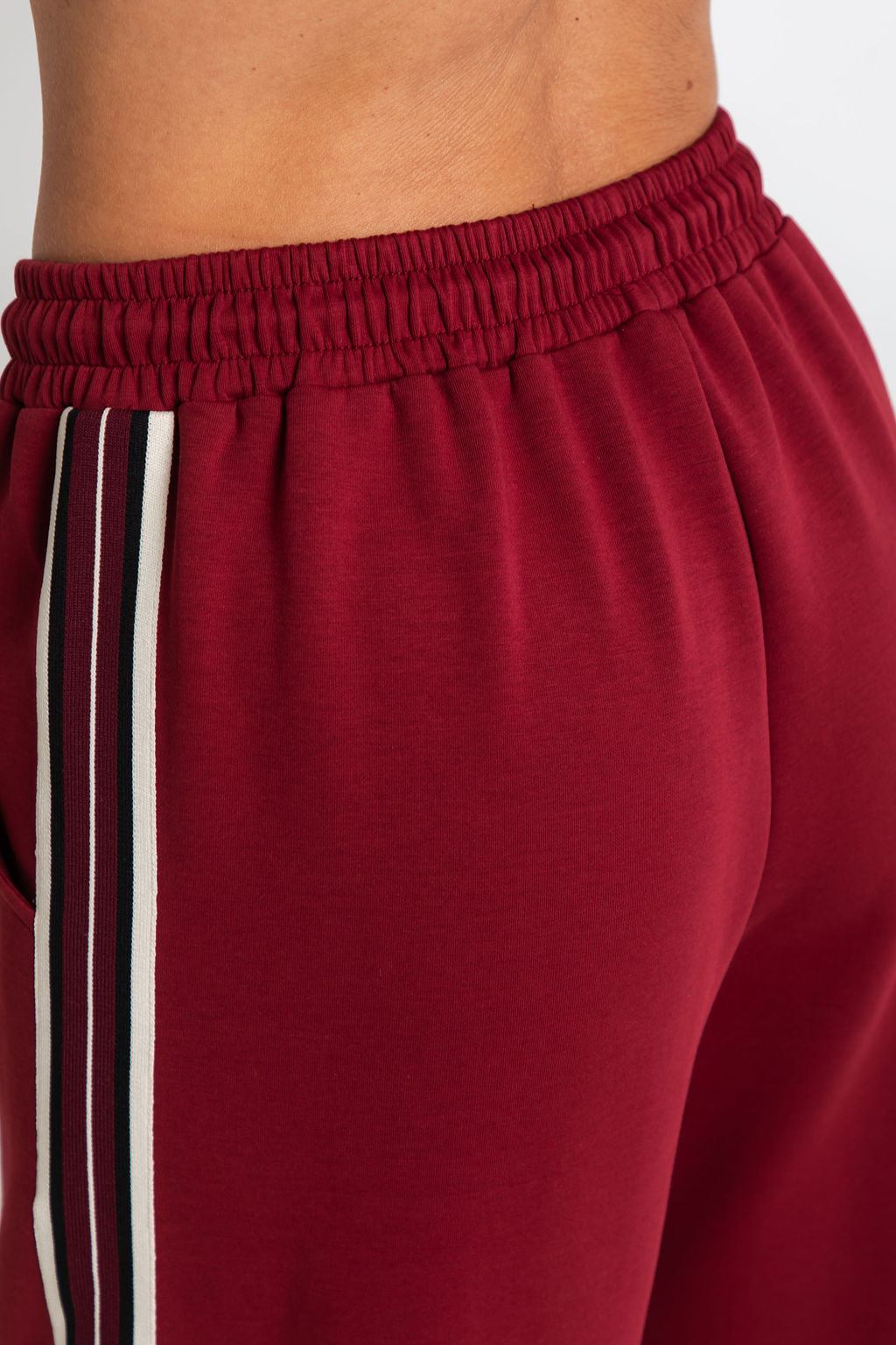 Jagger Wide-Leg Stripe Pant - Burgundy