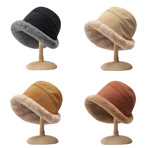Panda | Fleece-Lined Sheepskin Wide Brim Hat