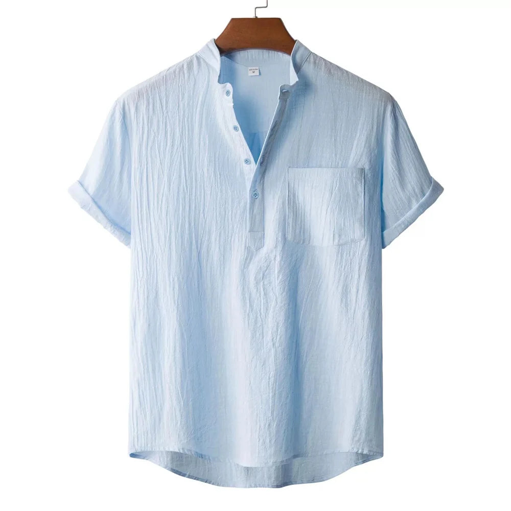 Breeze | Linen Henley Pocket Tee
