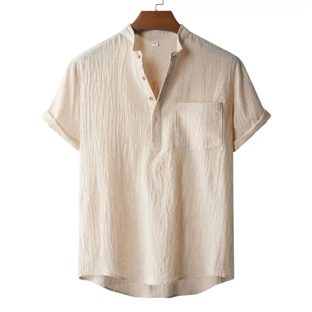 Breeze | Linen Henley Pocket Tee