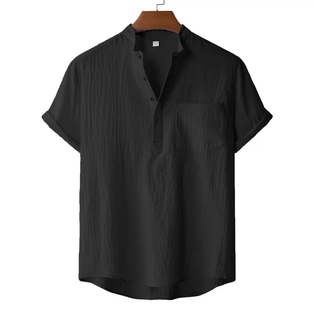 Breeze | Linen Henley Pocket Tee