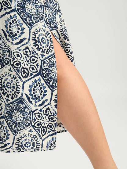 Surplice Neck Split Side Pockets Midi Dress