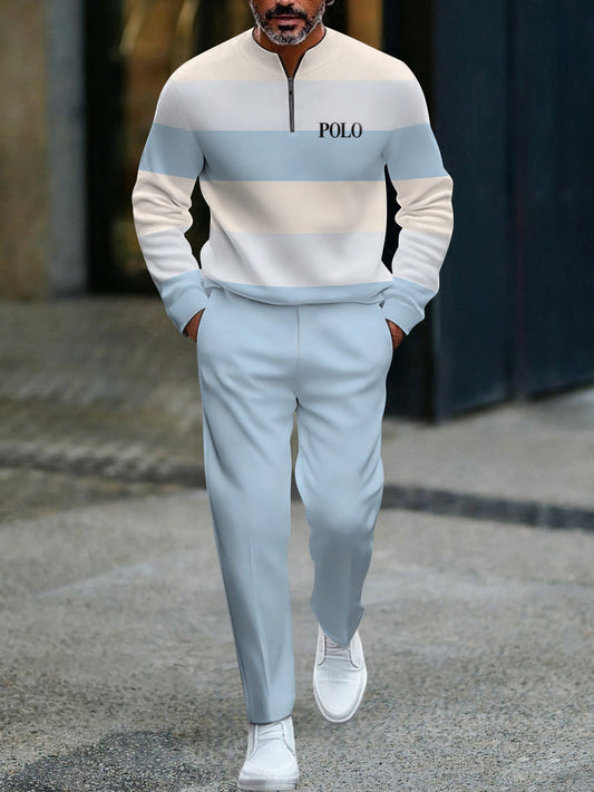 Zipper Long Sleeve Long Pants Two-Piece Set